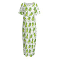 Cute Frog Pattern Print Short Sleeve Long Nightdress