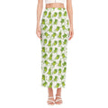Cute Frog Pattern Print Side Slit Maxi Skirt