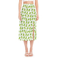 Cute Frog Pattern Print Side Slit Midi Skirt