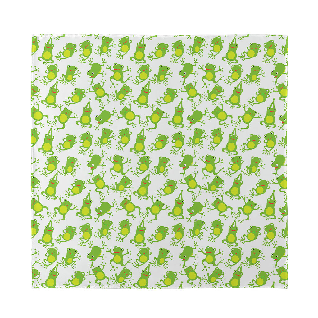 Cute Frog Pattern Print Silk Bandana