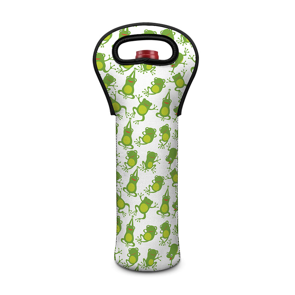 Cute Frog Pattern Print Single Neoprene Wine Tote