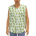 Cute Frog Pattern Print Sleeveless Baseball Jersey