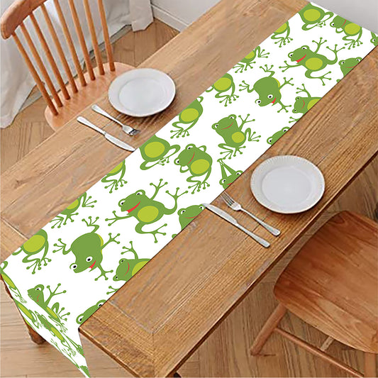 Cute Frog Pattern Print Table Runner