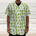 Cute Frog Pattern Print Textured Short Sleeve Shirt