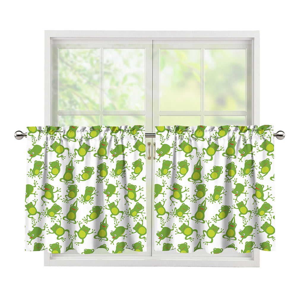 Cute Frog Pattern Print Tier Curtains