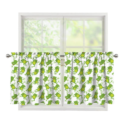 Cute Frog Pattern Print Tier Curtains