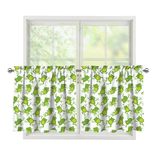 Cute Frog Pattern Print Tier Curtains