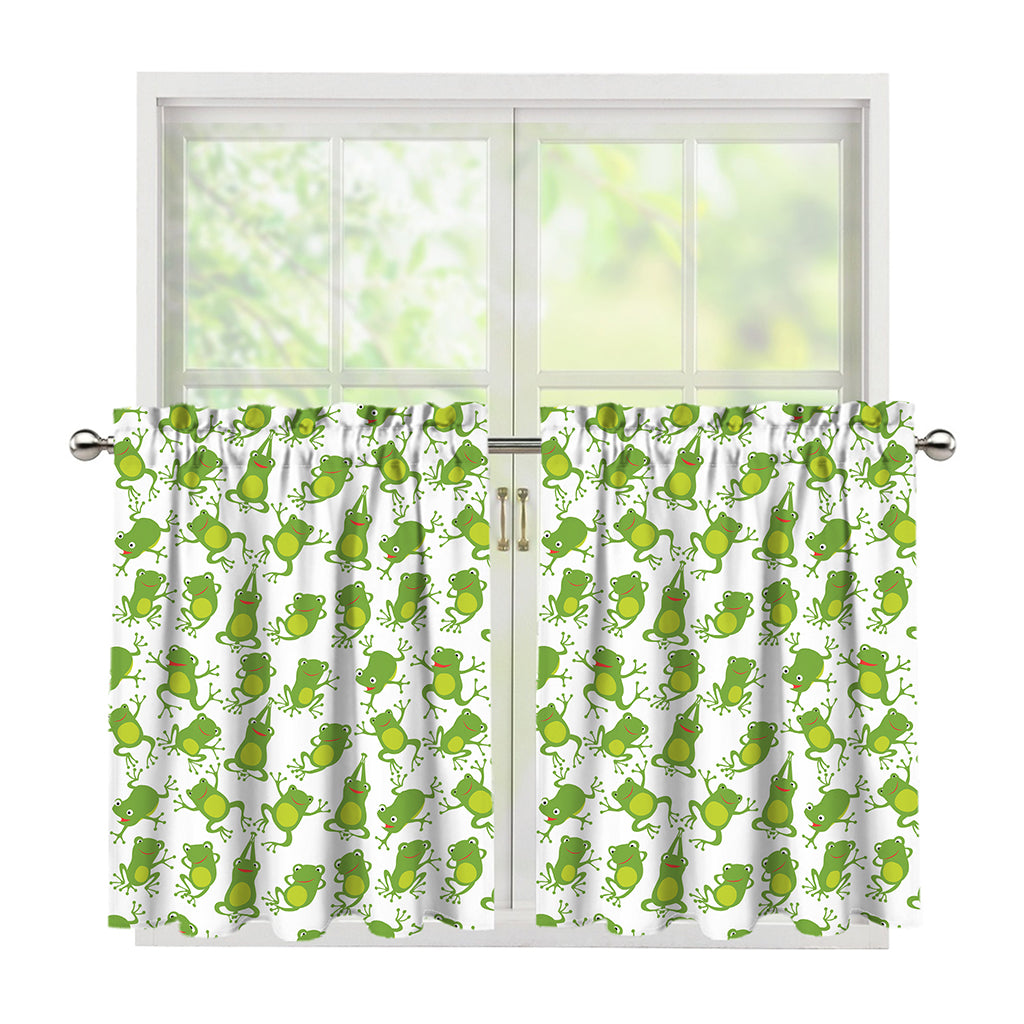 Cute Frog Pattern Print Tier Curtains