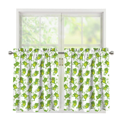 Cute Frog Pattern Print Tier Curtains