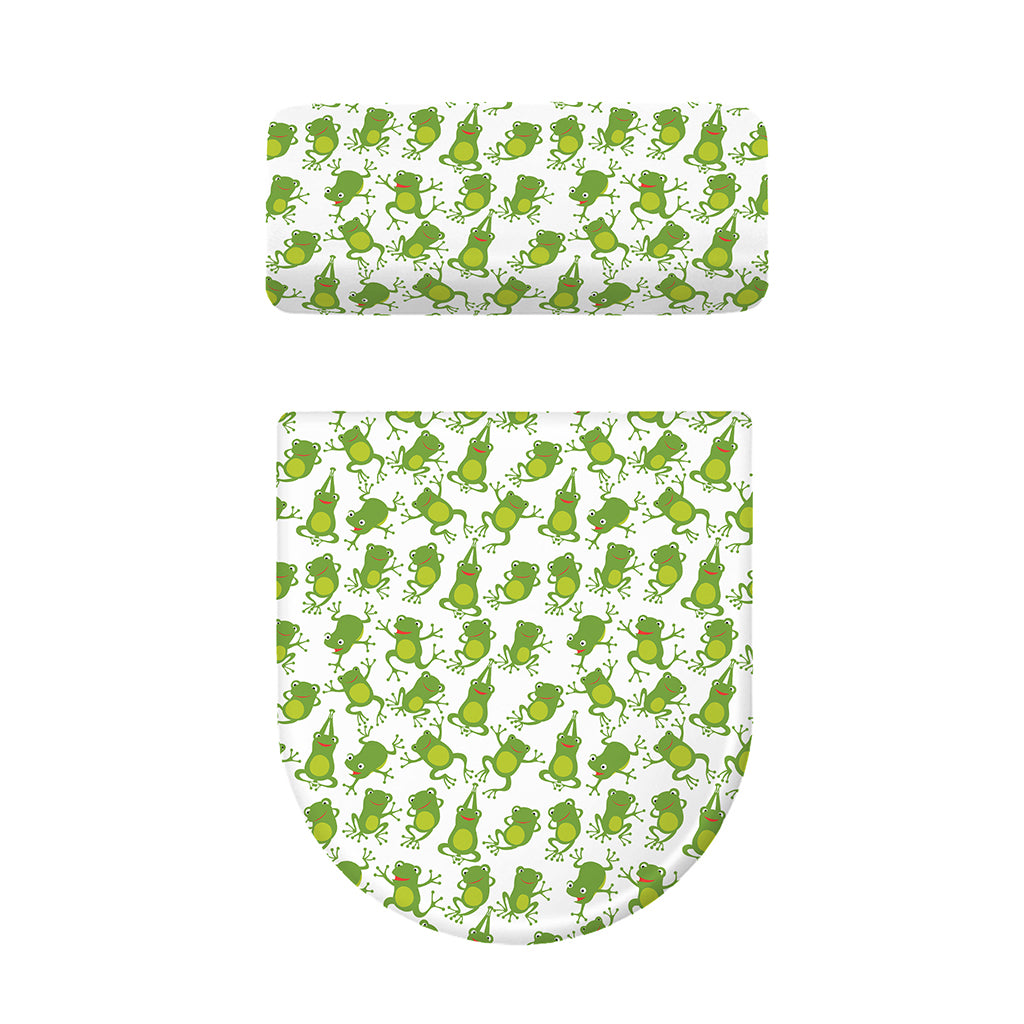 Cute Frog Pattern Print Toilet Lid And Tank Cover Set
