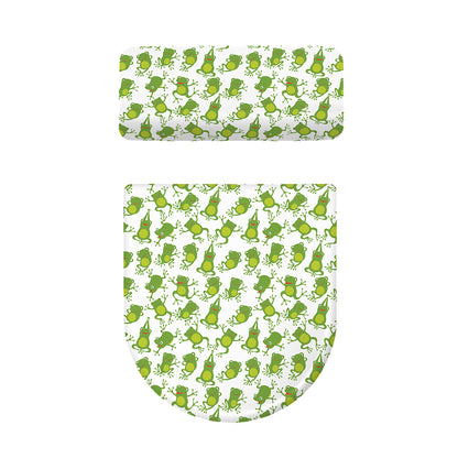 Cute Frog Pattern Print Toilet Lid And Tank Cover Set