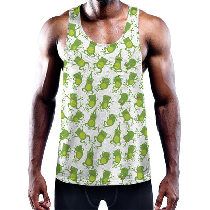 Cute Frog Pattern Print Training Tank Top