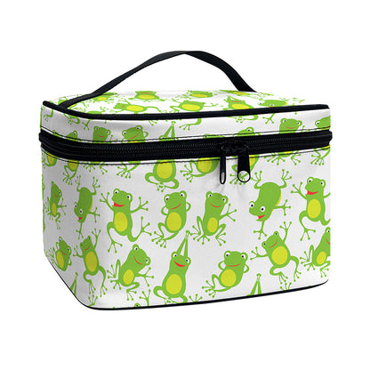 Cute Frog Pattern Print Travel Makeup Bag
