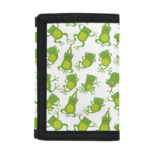 Cute Frog Pattern Print Trifold Wallet