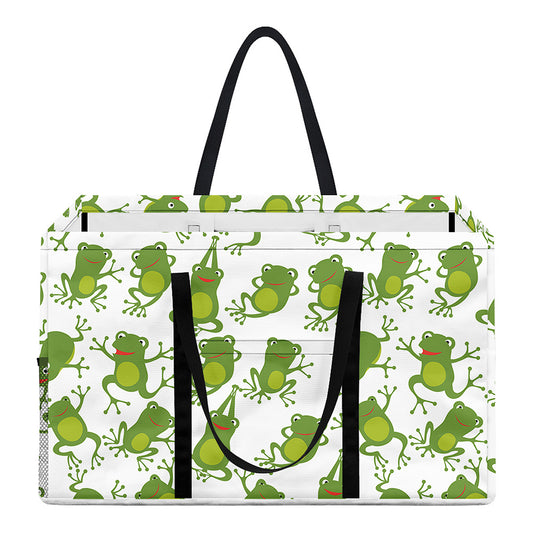 Cute Frog Pattern Print Utility Tote Bag