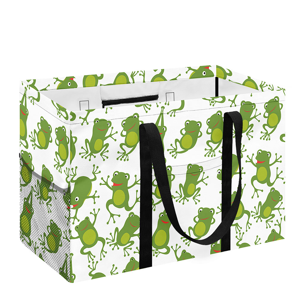 Cute Frog Pattern Print Utility Tote Bag
