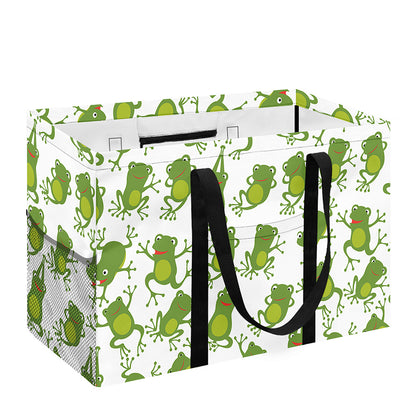 Cute Frog Pattern Print Utility Tote Bag