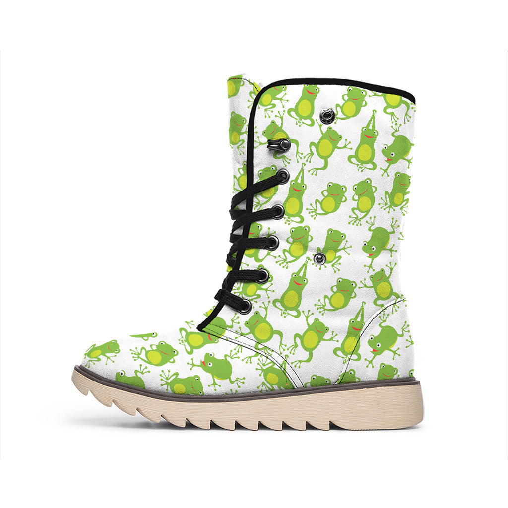 Cute Frog Pattern Print Winter Boots