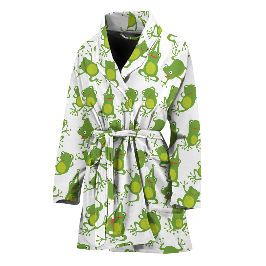 Cute Frog Pattern Print Women's Bathrobe