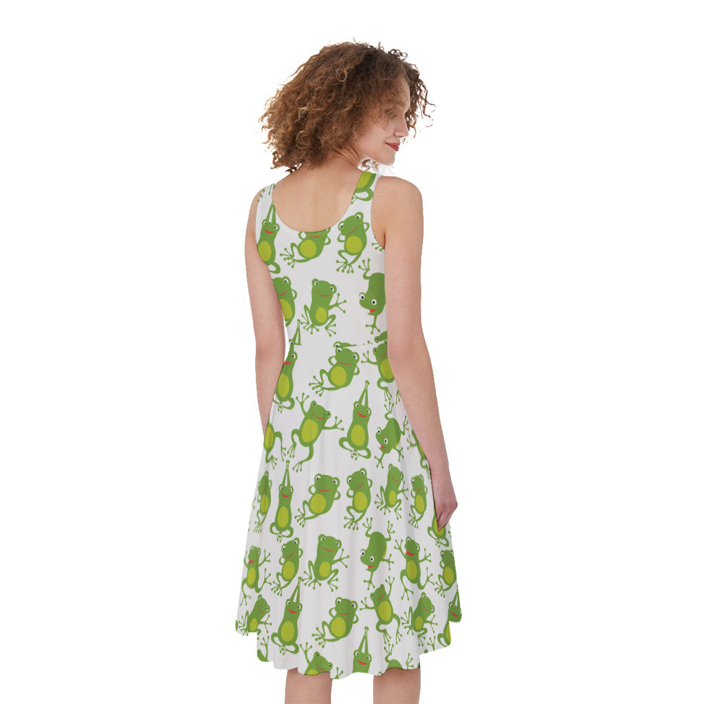 Cute Frog Pattern Print Women's Sleeveless Dress