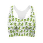 Cute Frog Pattern Print Women's Sports Bra