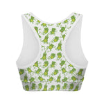 Cute Frog Pattern Print Women's Sports Bra