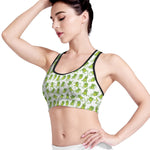 Cute Frog Pattern Print Women's Sports Bra