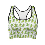 Cute Frog Pattern Print Women's Sports Bra