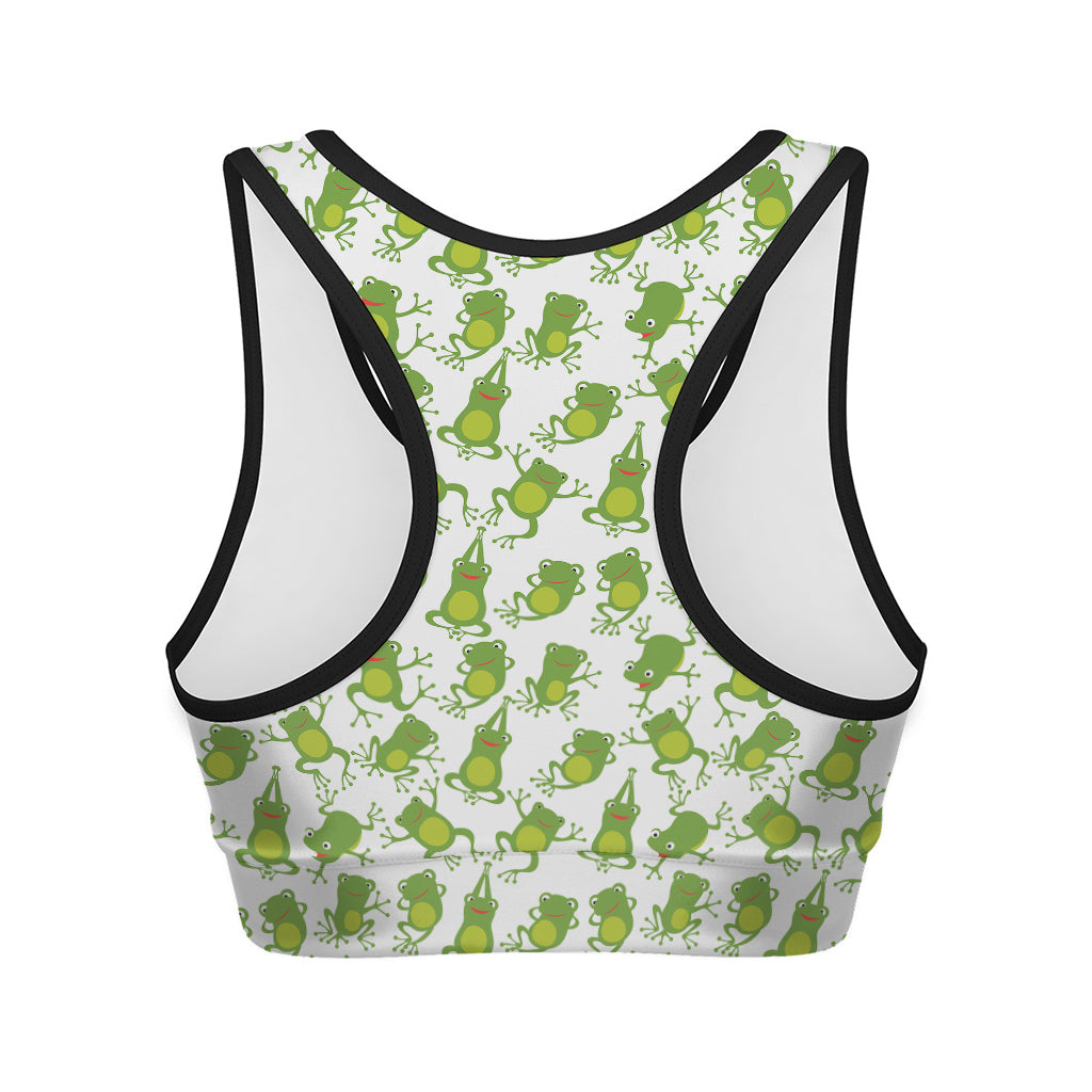 Cute Frog Pattern Print Women's Sports Bra