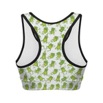 Cute Frog Pattern Print Women's Sports Bra