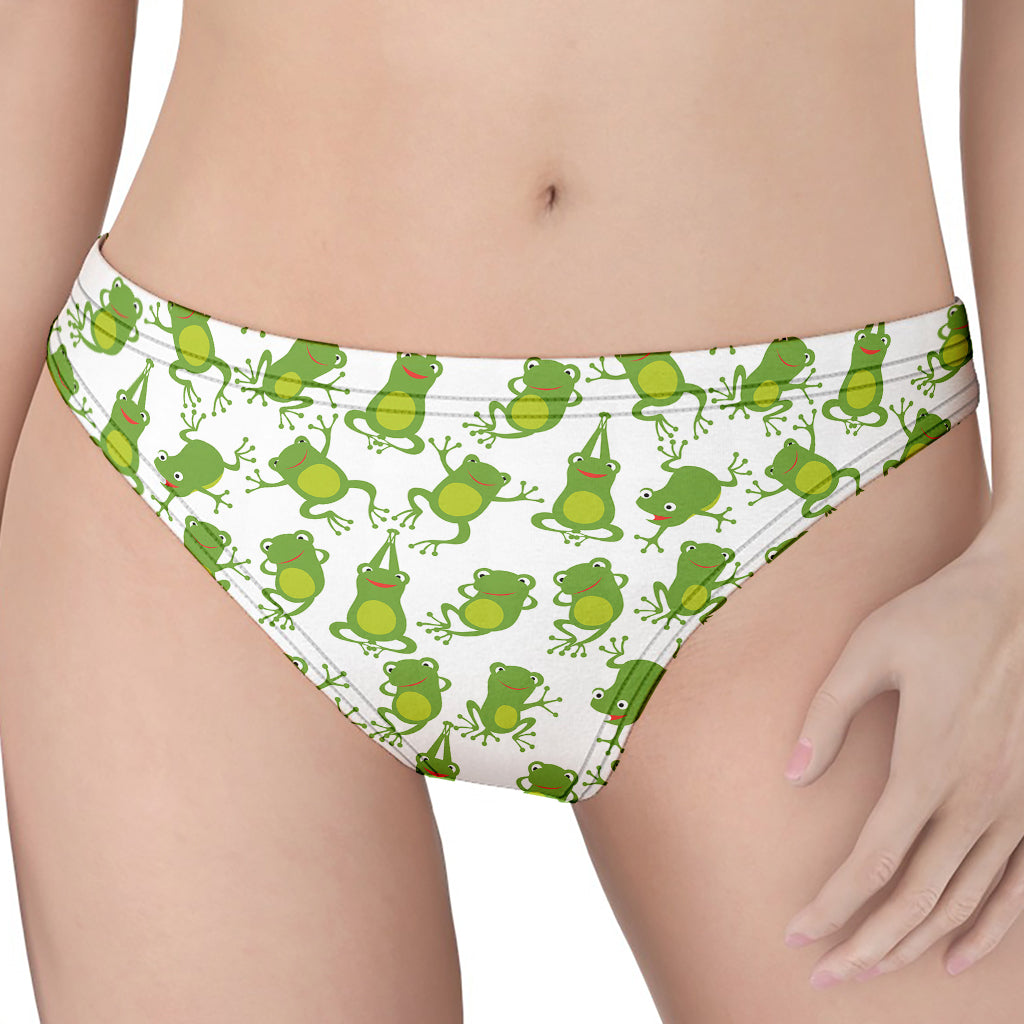 Cute Frog Pattern Print Women's Thong