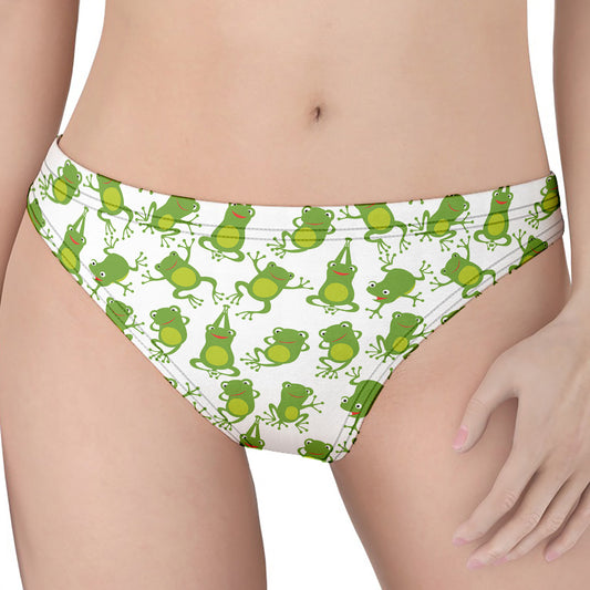 Cute Frog Pattern Print Women's Thong