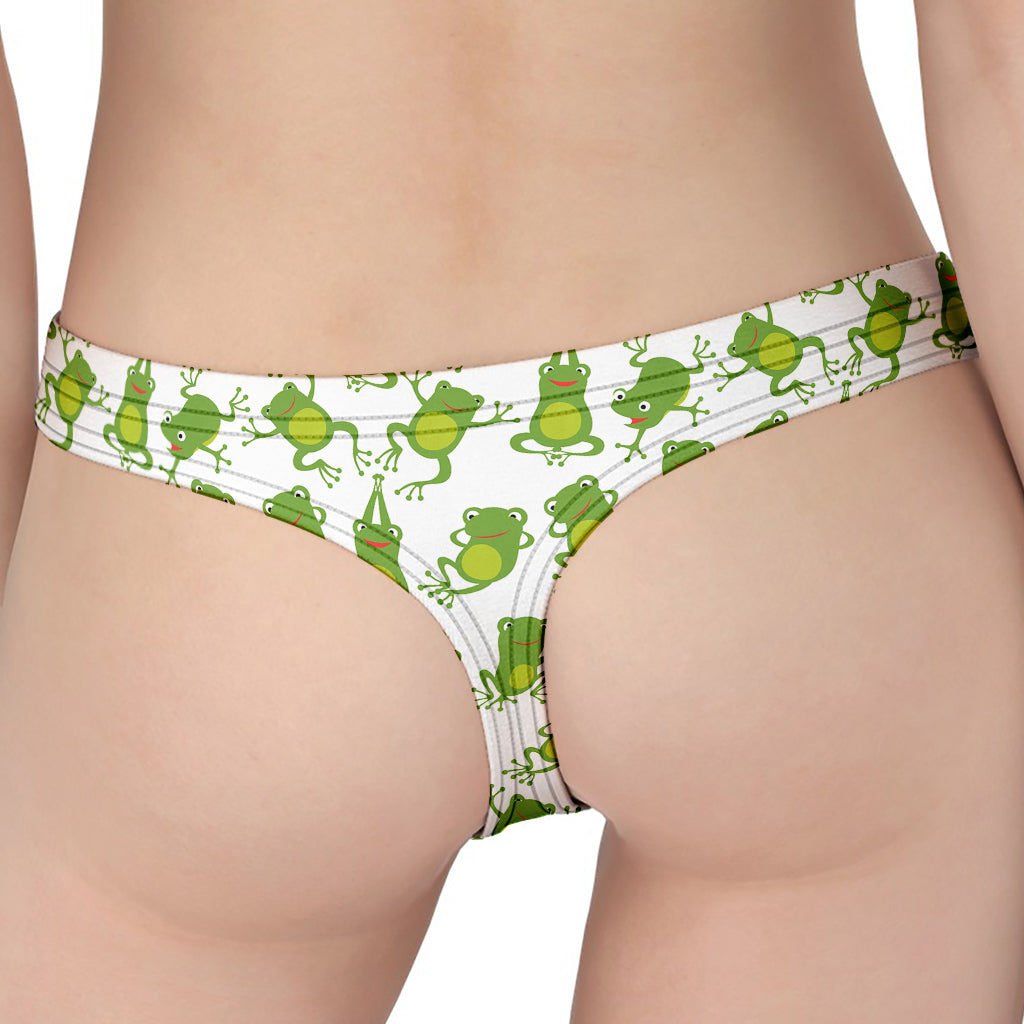 Cute Frog Pattern Print Women's Thong