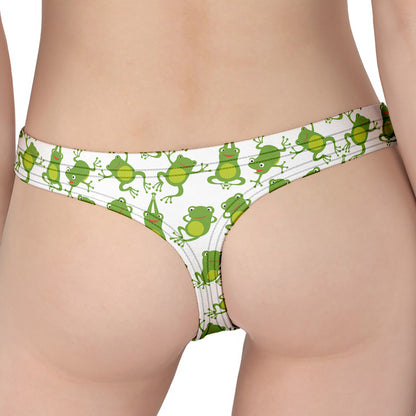 Cute Frog Pattern Print Women's Thong