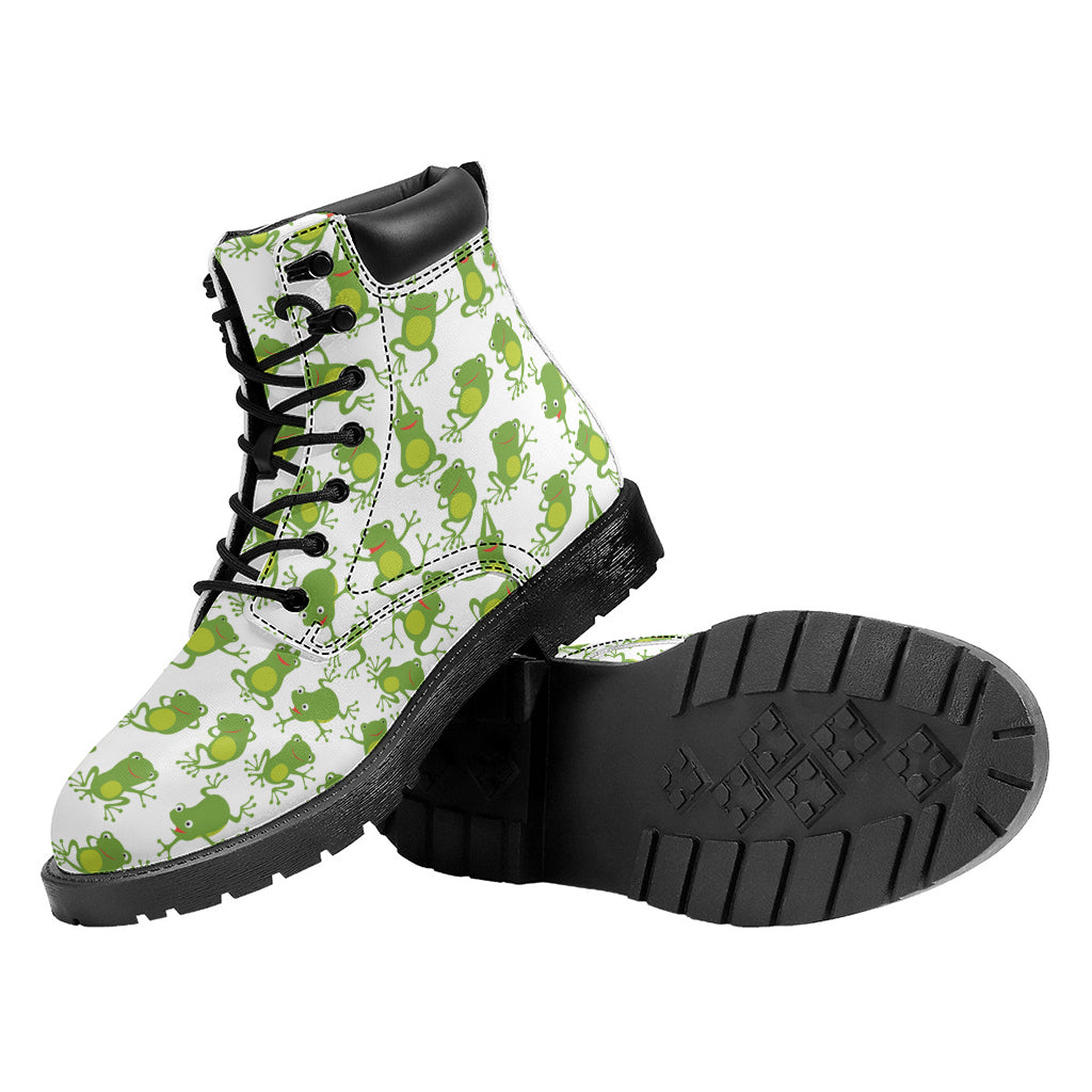 Cute Frog Pattern Print Work Boots