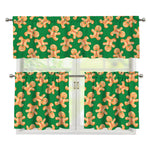 Cute Gingerbread Man Pattern Print 3 Piece Kitchen Curtains