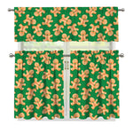 Cute Gingerbread Man Pattern Print 3 Piece Kitchen Curtains