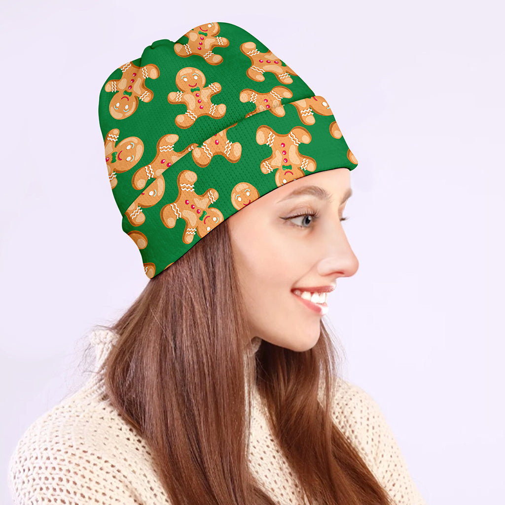 Cute Gingerbread Man Pattern Print Beanie