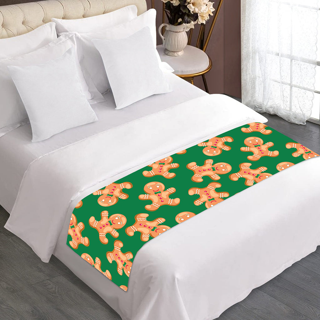 Cute Gingerbread Man Pattern Print Bed Runner
