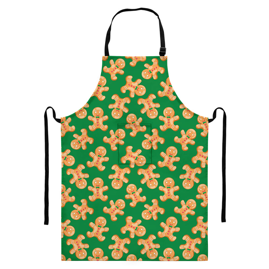 Cute Gingerbread Man Pattern Print Bib Apron With Pocket