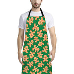 Cute Gingerbread Man Pattern Print Bib Apron With Pocket