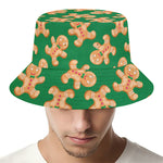 Cute Gingerbread Man Pattern Print Bucket Hat