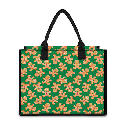 Cute Gingerbread Man Pattern Print Canvas Tote Bag