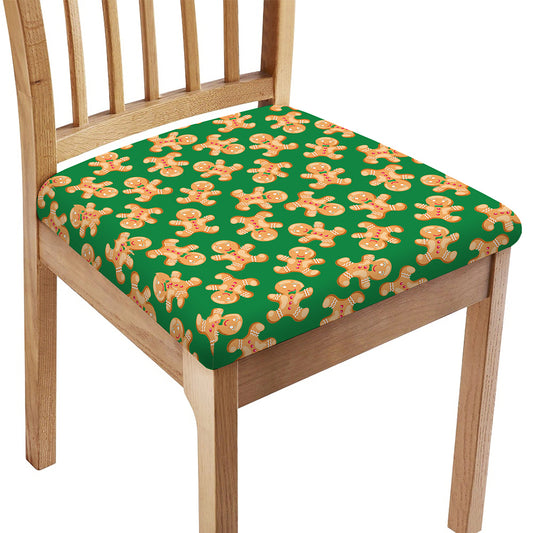 Cute Gingerbread Man Pattern Print Chair Cushion Cover
