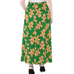 Cute Gingerbread Man Pattern Print Chiffon Maxi Skirt