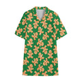 Cute Gingerbread Man Pattern Print Cotton Hawaiian Shirt