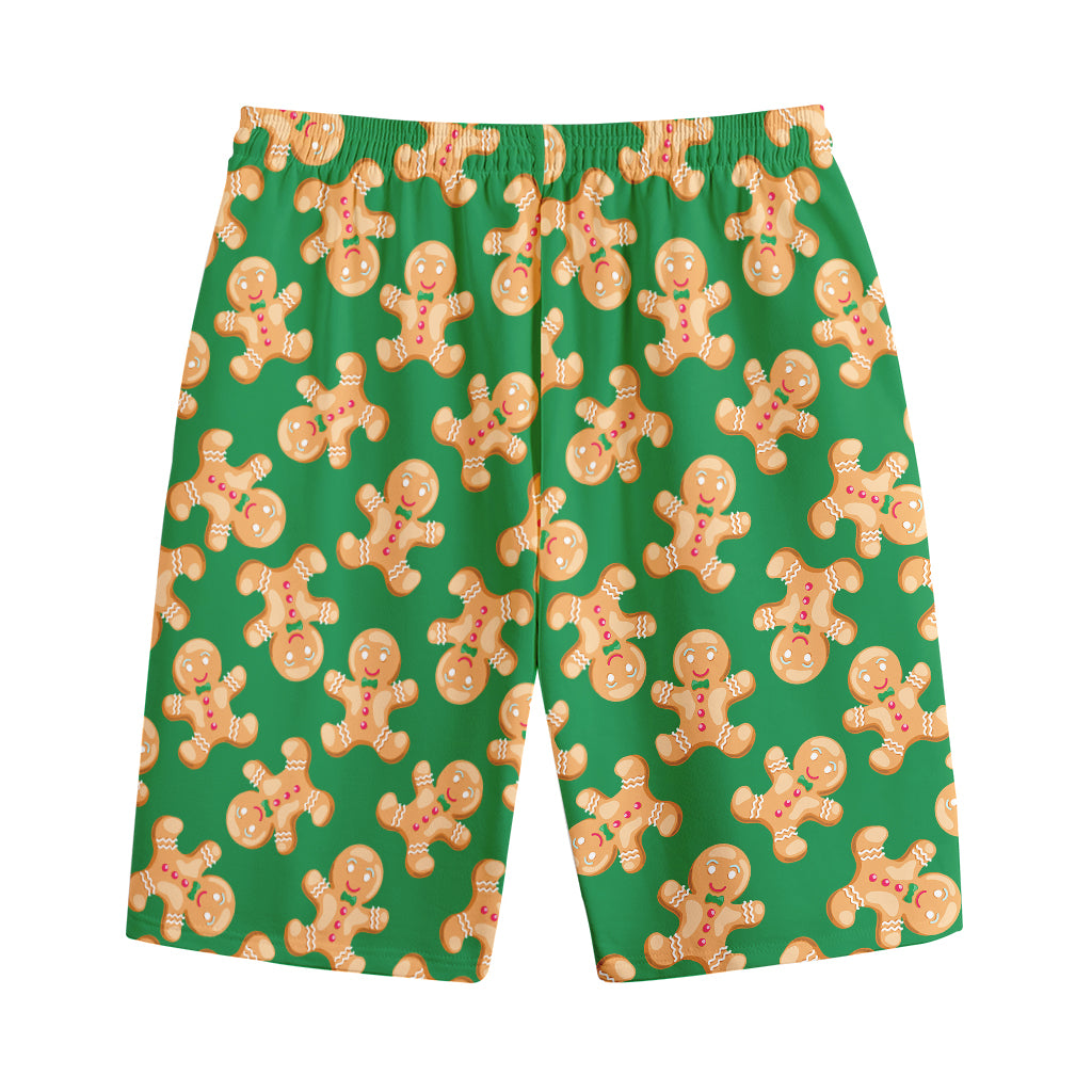 Cute Gingerbread Man Pattern Print Cotton Shorts
