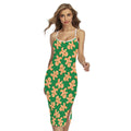 Cute Gingerbread Man Pattern Print Cross Back Cami Dress