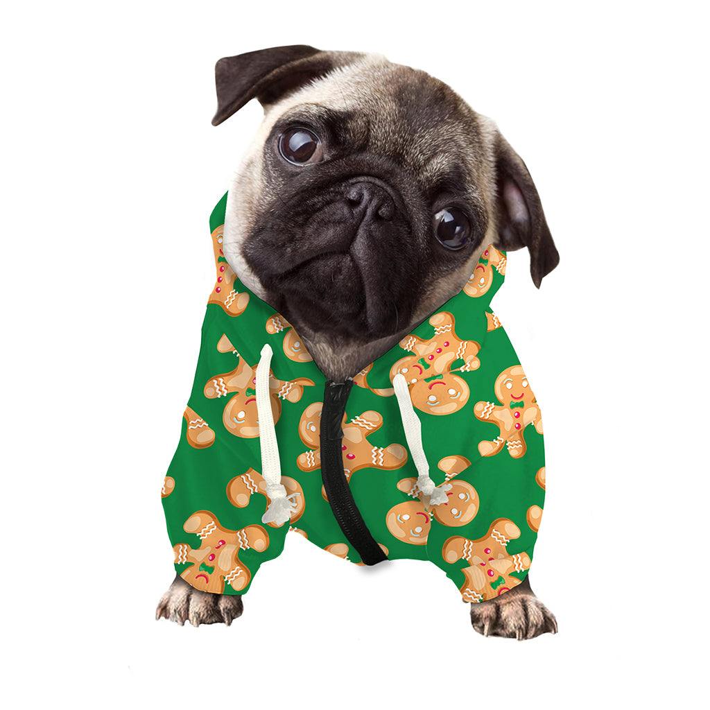 Cute Gingerbread Man Pattern Print Dog Zip Up Hoodie