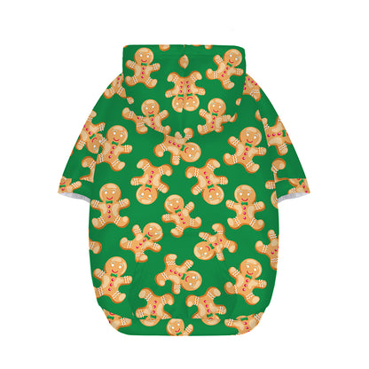 Cute Gingerbread Man Pattern Print Dog Zip Up Hoodie